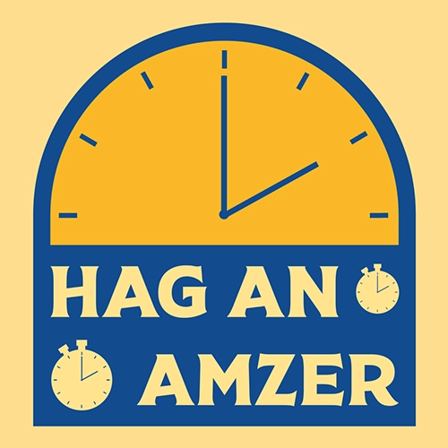 Sticker en motion design 2D de la phrase Hag an Amzer - Spered Production Rennes Bretagne - Lenaig Cousin