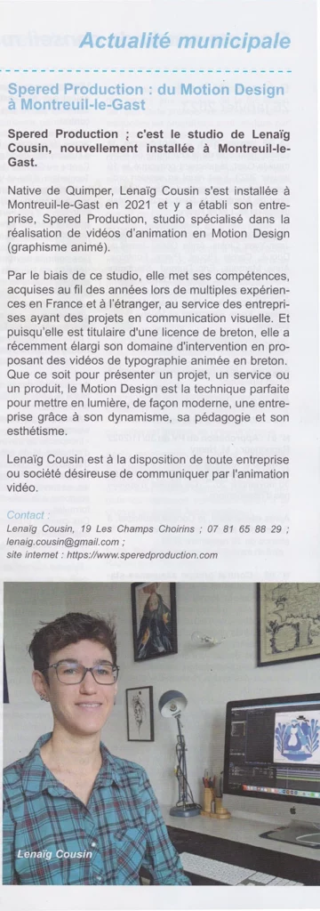 Lenaïg Cousin - Spered Production Rennes Bretagne - Motion Design - Petit Montreuillais
